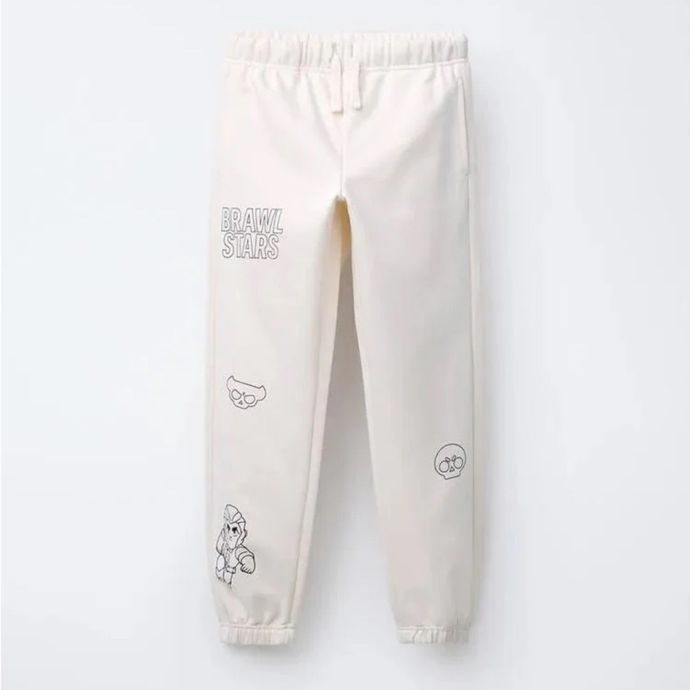 Zara Cream Graphic Jogger Pants